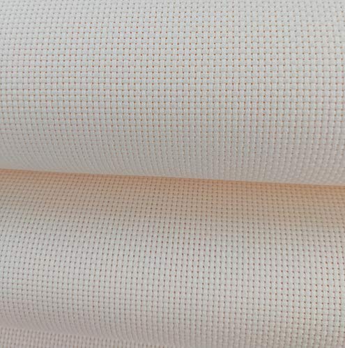 19" x 28" 11CT Counted Cotton Aida Cloth Cross Stitch Fabric (Cream) - color: Cream