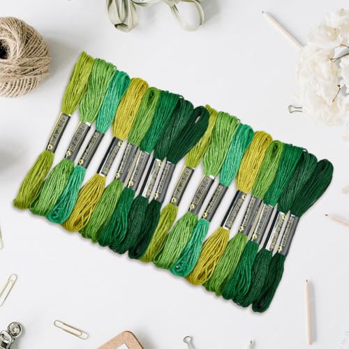 16 Skeins 131 Yards Embroidery Thread Friendship Bracelets String Cross Stitch Threads Cotton Floss Yarn DIY 6 Ply 1.2mm for Making Sewing Needlework Knitting Stitching Craft Supply Green - color: Green