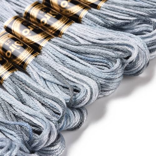 Cross Stitch Floss 10 Skeins Variegated Embroidery String 6 Strands Segment Dyed Polyester for Friendship Bracelet Needlepoint Sewing Knitting Crafts (Gray) - color: Gray