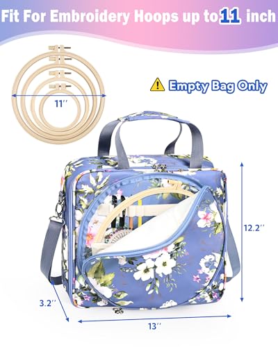 Telawsfun Embroidery Project Bag Organizer, Embroidery Supply Storage Bag with Removable Binder, Portable Carrying Tote for Thread Tools and Accessoriess, Bag Only (Flower) - color: Flower