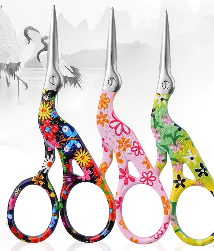 Ergonomic Stainless Steel Embroidery Scissors,Sharp and Durable,Suitable for Crafts and Everyday Use - Comfort Grip - color: Green