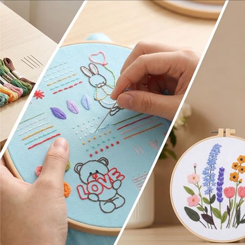 FEIYUENO 4 Pack Flower Embroidery Kit for Adults Beginner, Floral Love - color: Floral Love
