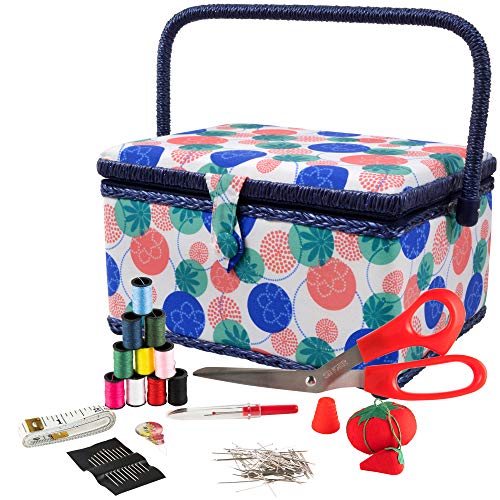 SINGER 07230 Sewing Basket with Sewing Kit, Needles, Thread, Pins, Scissors, and Notions, Florence, - color: Florence