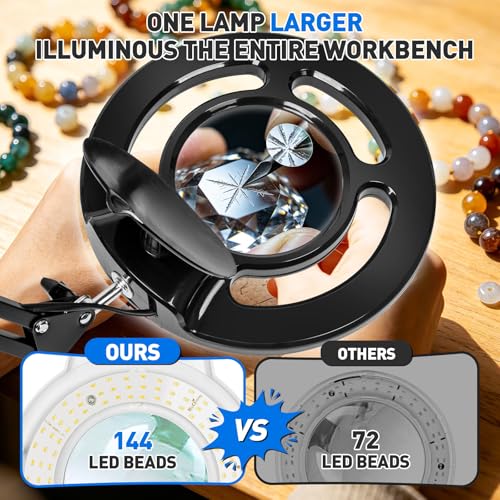 KIRKAS Magnifying Glass with Light, 2,200 Lumens Magnifying Lamp 12X 30X - color: Black 35in Magni-attach