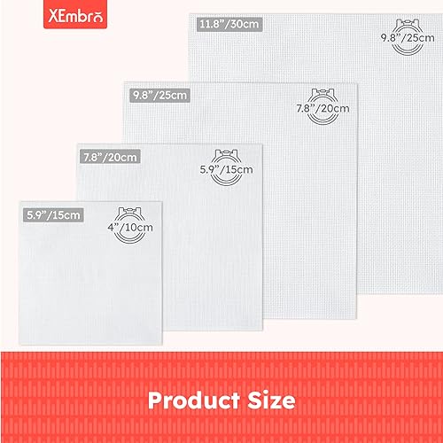 12 PCS Aida Cloth 14 Count, 4 Sizes White Cross Stitch Fabric for Craft Embroidery, Classic Reserve Aida Cloth for Embroidery Beginner, Needlework, Cross Stitch (5.9 to 11.8inch)