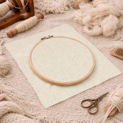 16 PCS Linen Embroidery Fabric Natural Color Cloth Fabric Squares - color: Natural Color 16 Pcs