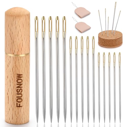 FOUSNOW 19 Pcs Hand Sewing Needles Kit, Assorted Sewing Needles - size: 15 Pcs