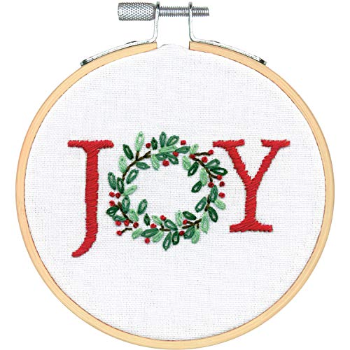 Dimensions Needlecrafts Joy Wreath Christmas Kit, 4'' Embroidery Hoop - color: Joy Wreath