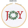 Dimensions Needlecrafts Joy Wreath Christmas Kit, 4'' Embroidery Hoop - color: Joy Wreath
