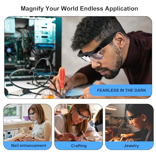 Magnifying Glass with Light Hands Free Magnifying Glasses Headset - color: Black, size: With Case