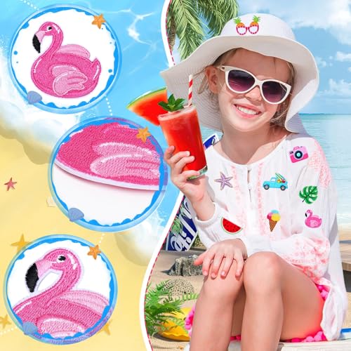 AUGSUN 36pcs Summer Iron on Patches Hawaiian Beach Embroidered Sew Applique - style: Summer