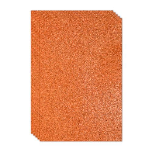 PATIKIL Orange Shiny EVA Glitter Foam Sheet 11.8 x 7.9 Inch 2mm Thick Sparkle EVA Glitter Felt for Crafts DIY Project, 5 Pcs - color: Orange