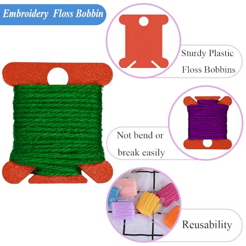 150Pcs Plastic Embroidery Floss Bobbins，Red Cross Stitch Bobbins, Plastic Thread Organizer Cards for Embroidery Floss Storage, SATONBEYI - color: Red