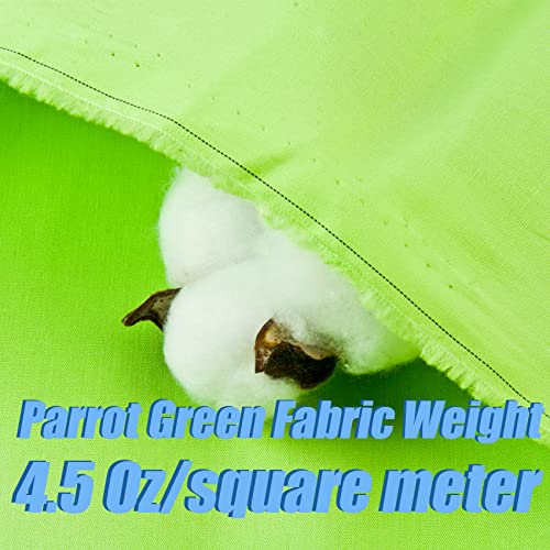 2 Yard Parrot Green Cotton Fabric, Natural Cotton Poplin Fabric by The Yard, 59 Inches Wide 100% Cotton Fabric, Soft Embroidery Muslin Quilting Material for Sewing Material Apparel Cloth - color: Parrot Green, size: 2 Yards