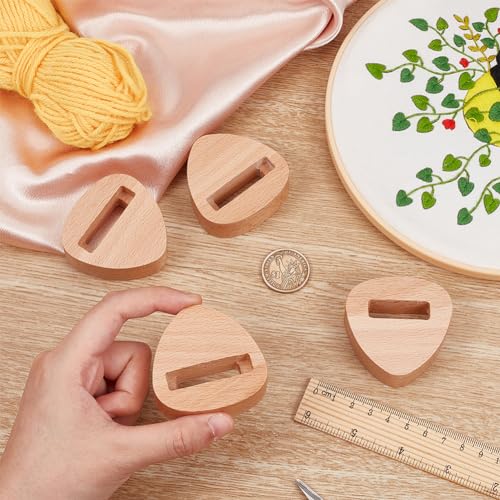 OLYCRAFT 4pcs Embroidery Hoop Display Stand Triangle Wood Base 2.2 x 2.2 Inch Embroidery Hoop Wood Hoop Easels Embroider Hoop Holder Accessories for Embroider Cross Stitch Stand Decor