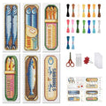 FREEBLOSS 6 Set Cross Stitch Bookmark Kit Canned Fish Patterns 8 * 2.4inch - style: Canned Fish