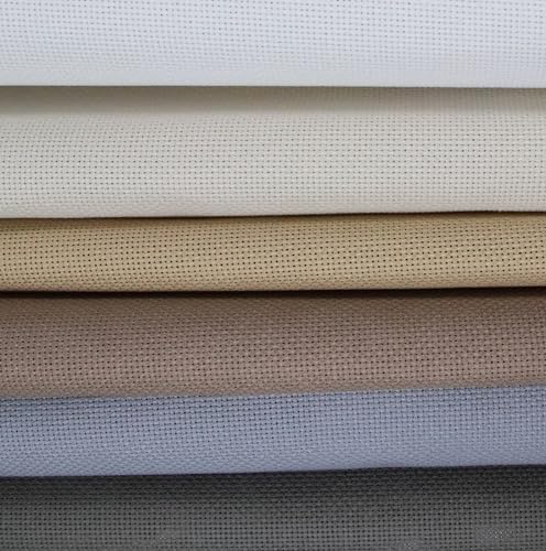 KCS 6 pc of 15" x 18" (38cmx45cm) Counted Cotton Aida Cloth Cross Stitch Fabric Rolled Box (18CT-F) - color: 18ct-f