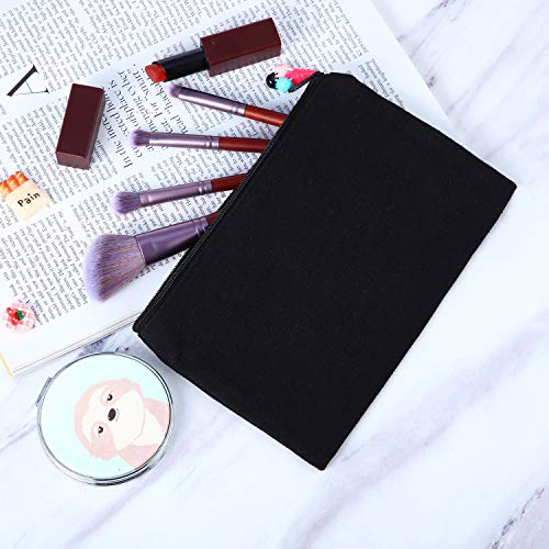 Gejoy 10 Pack Blank Canvas Cosmetic Bags Zipper Pouch DIY,S,Black - color: Black, size: Small