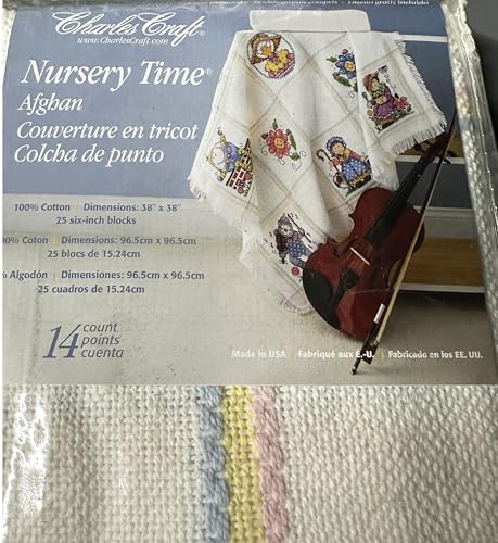 DMC Charles Craft Nursery Time Afghan 14 Count 38"X38"-Rainbow
