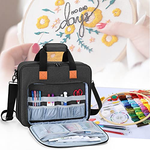 LUXJA Embroidery Project Bag, Embroidery Kits Storage Bag (Bag Only), Black - color: Black