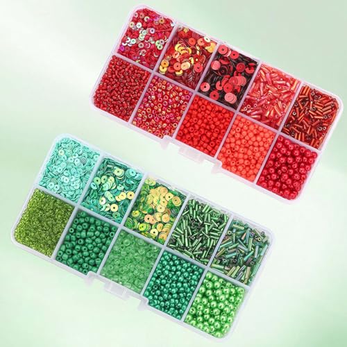 Green Glass Seed Beads for Jewelry Making and Crafts - color: Green
