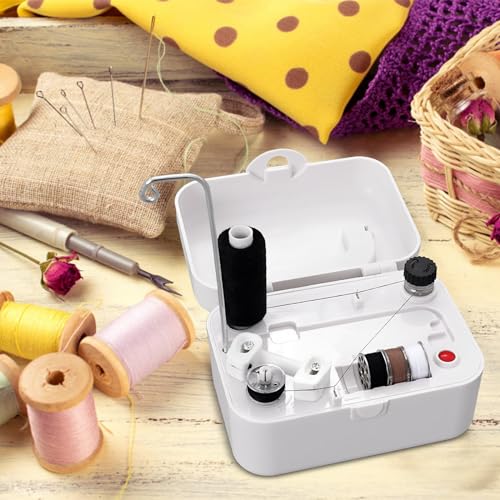 Electric Bobbin Winder, Portable Automatic Bobbin Winder with Handle, USB/Battery Powered Bobbin Winder Machine, Household Electrical Winding Machine for Domestic and Industrial Sewing Crafts Project
