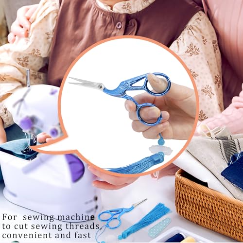 BIHRTC 4.5Inch Little Sewing Scissors Crane Shears with Cover Tassel Stainless Steel Scissor for Crafting Embroidery Needlework DIY Daily Use - size: 4.5inch, style: Style 1790J