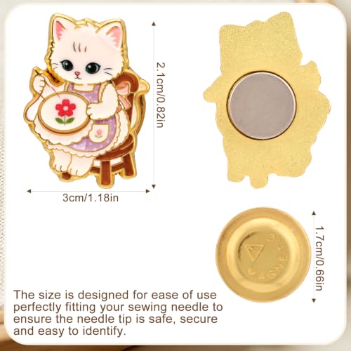 Cat Needle Minder Magnet, Adorable Cat Magnetic Needle Minder for Sewing Funny Needlework Accessory Suitable for Embroidery Sewing Needlepoint & Cross Stitch