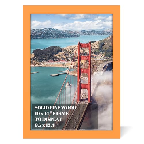 10x14 inch Wood Picture Frames for Wall Hanging,Diamond Painting Frames Rectangle Baby Scan Picture Frame for Family Walls Decoration,Anniversary,Wedding,Christmas,Halloween,Shower,Certificate (Orange) - color: Orange, size: 10x14 inch