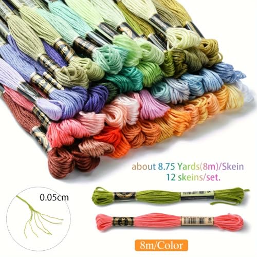 12 Skeins 105 Yds Embroidery Floss Bulk, Variegated Polyester 6 Strands for Friendship Bracelet Cross Stitch Jewelry Making Craft (Winter) - color: Winter