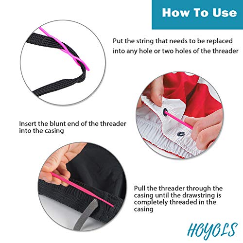 HOYOLS Drawstring Threaders, 2 Pcs Flexible Plastic Needles