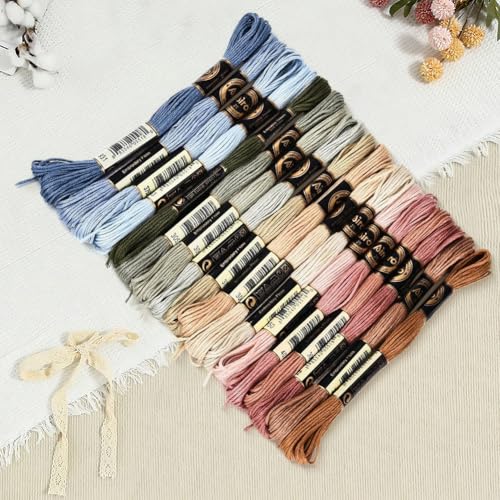 18 Skeins 157.5 Yards Variegated Cross Stitch Floss Colorful Friendship Bracelet String Gradient 6 Ply Polyester Embroidery Threads Bulk for Sewing Making Jewelry Needlecraft Knitting DIY - color: Brown