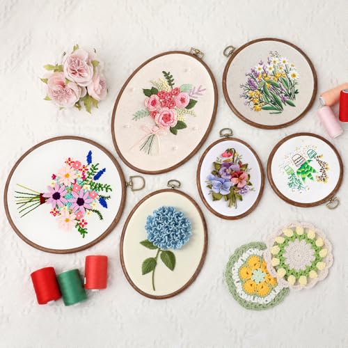 OwnMy 6 Embroidery Hoops with Hanging Rings, Embroidery Frames for Display
