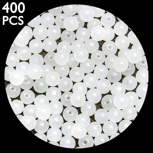 400PCs 4mm White Jade Glass Beads Bulk, Round Smooth Hole Glass Crystal Beads for Jewelry Making, DIY Bracelets, Necklaces, Bag Charms, Keychains and Craft Projects - color: Jade White, size: 4MM