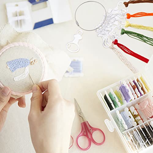 PH PandaHall 30pcs Clear Acrylic Floss Bobbins, Embroidery Floss Thread Drops Key Shape Cross Stitch Tread Bobbins Sewing Thread Winding for Craft DIY Sewing Storage