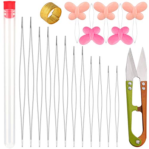 12 Pieces Beading Needles, 6 Size Collapsible Eye Needles for Beading - style: 12pcs-4sizes