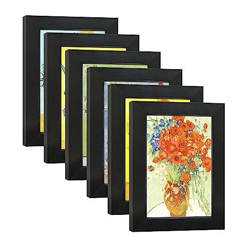 4x6 Picture Frame Set of 6 with Real Glass for Pictures 4x6 Without Mat, Wall Gallery or Tabletop display Photo Frames in Black - color: Black, size: 4x6(set of 6)