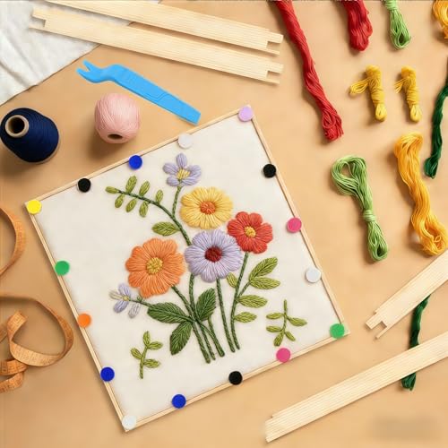 8 Pcs Stretcher Bars for Needlework Canvas Stretcher Bars 2 Different Size Combinations Embroidery Stretcher Bars for Cross Stitch Frame Set with 40 Thumb Tacks and Remover Tool