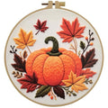 Esffaci Embroidery Starter Kit for Adult Beginner with Pumpkin Flower Pattern Hand Embroidery Set with Cloth Hoop Needle Threader Floss and Instruction - color: Pumpkin