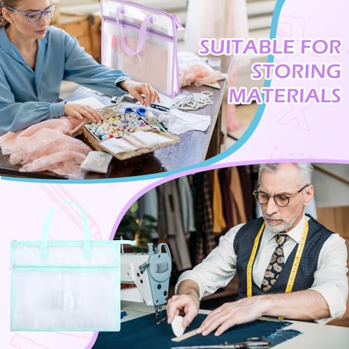 Clysee 5 Pcs Sewing Project Bag 14x11" Needlepoint Organizer, Macaron - color: Macaron