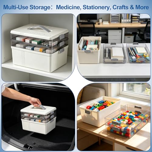 3 Tier Medicine Storage Box, Medicine Box with 7-Day Pill Case