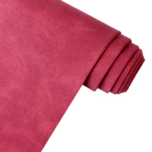 Dark Red Soft Faux Suede Fabric 30x135cm Synthetic Faux Leather Frosted Leatherette for DIY Sewing Crafts - color: Dark Red