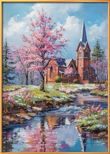 Leczany Cross Stitch Patterns Stamped Kit for Beginners | Embroidery Supplies DIY Craft Kit Needlepoint for Adults Starter | 11CT, 3 Strands | Creek Cottage 15.8x22.4 inches - color: 11CT Stamped kits, Creek Cottage 15.8x22.4 inches