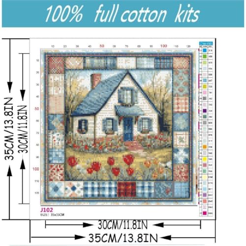 niurenmaoyi Garden Scene Stamped Cross Stitch Kits for Beginner,14X14In - color: Cross Stitch Kits00617-01