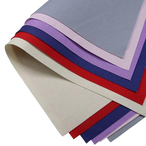 KCS 6 pc of 15" x 18" (38cmx45cm) Counted Cotton Aida Cloth Cross Stitch Fabric Rolled Box (18CT-J) - color: 18ct-j