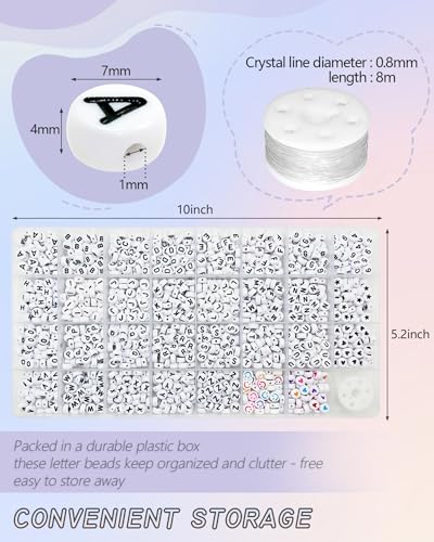 Amaney 1600pcs Acrylic Alpabet Letter Beads,31 Styles,Heart,Number,Star and Smiley Beads,4x7mm for Jewelry Making Bracelets Necklaces Key Chains (Pack of 2) - color: White&Heart, size: 7x4mm (Pack of 2)