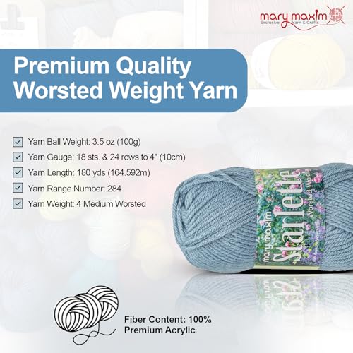 Mary Maxim Starlette Yarn, Soft Acrylic Yarn, 3.5 OZ, 180 Yards, Azure. - color: Azure