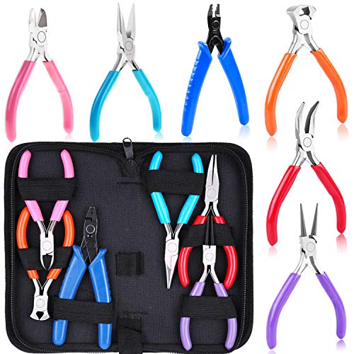 Acejoz Jewelry Making Tools Kit: 6pc Set, Including Needle Round Nose, Wire Cutters, Crimper & End Nippers for Beading & Craft