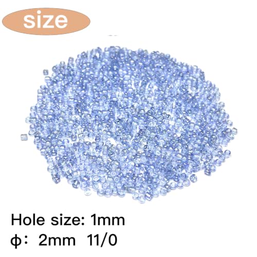 GLRXMX 2100Pcs Glass Beads 2mm Round Seed Beads for Jewelry Making - color: Skyblue