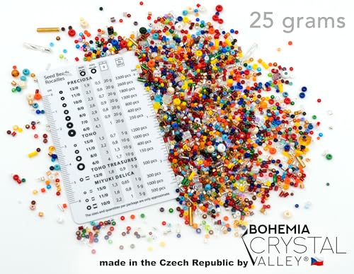 0.9oz (25g) Mix of Small Rocailles, Seed Beads & Bugles 2-10mm Preciosa Ornela Czech Glass Beads, Mix Multi Small Pack - color: All Color Mix - Small Pack - mix